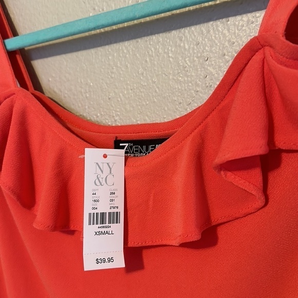 Coral Ruffled Cold-Shoulder Top - 7th Avenue - Picture 3 of 4
